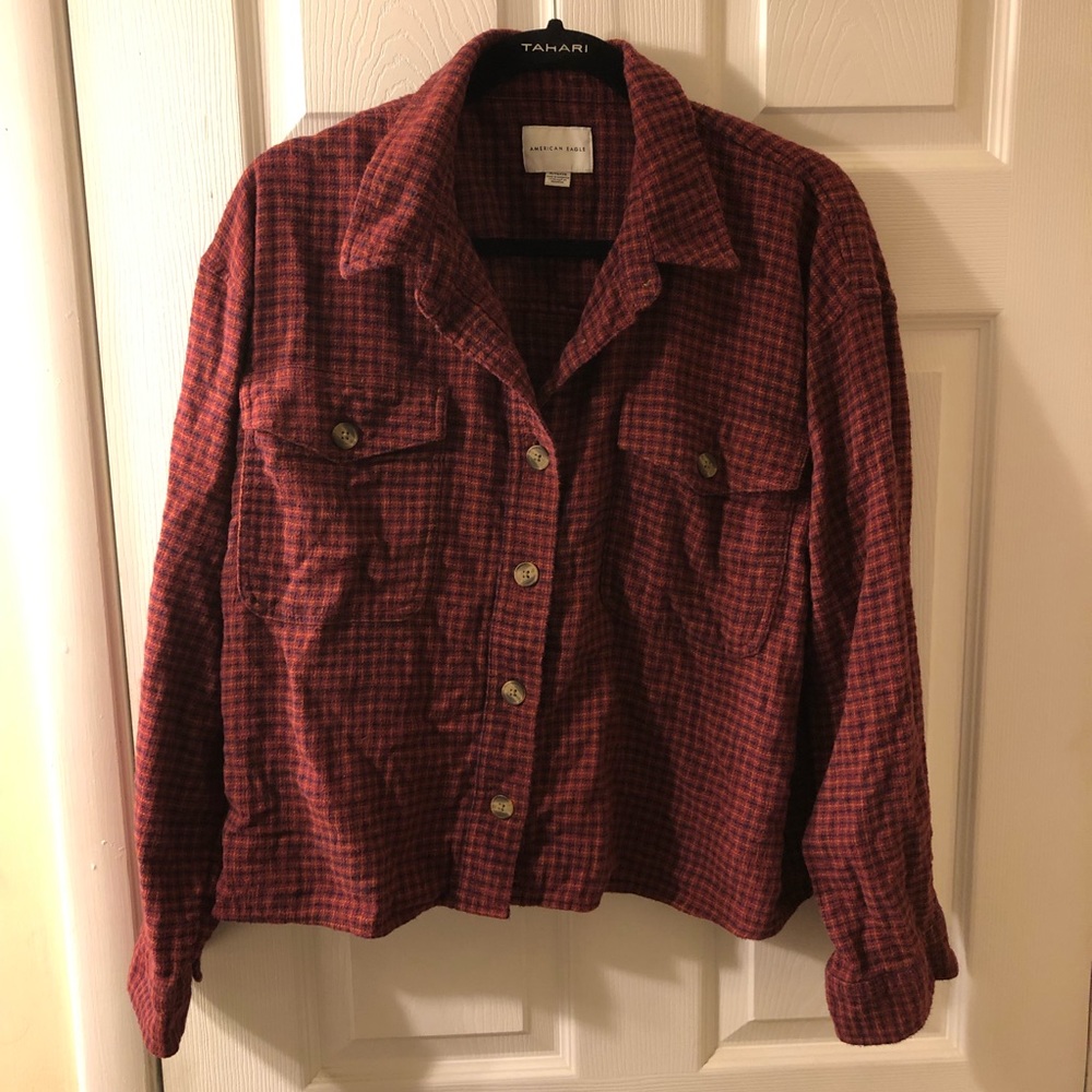American Eagle Cropped Flannel